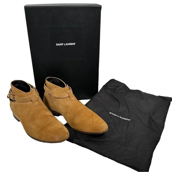 SAINT LAURENT Wyatt Jodhpur Suede Ankle Boots - Picture 2 of 13